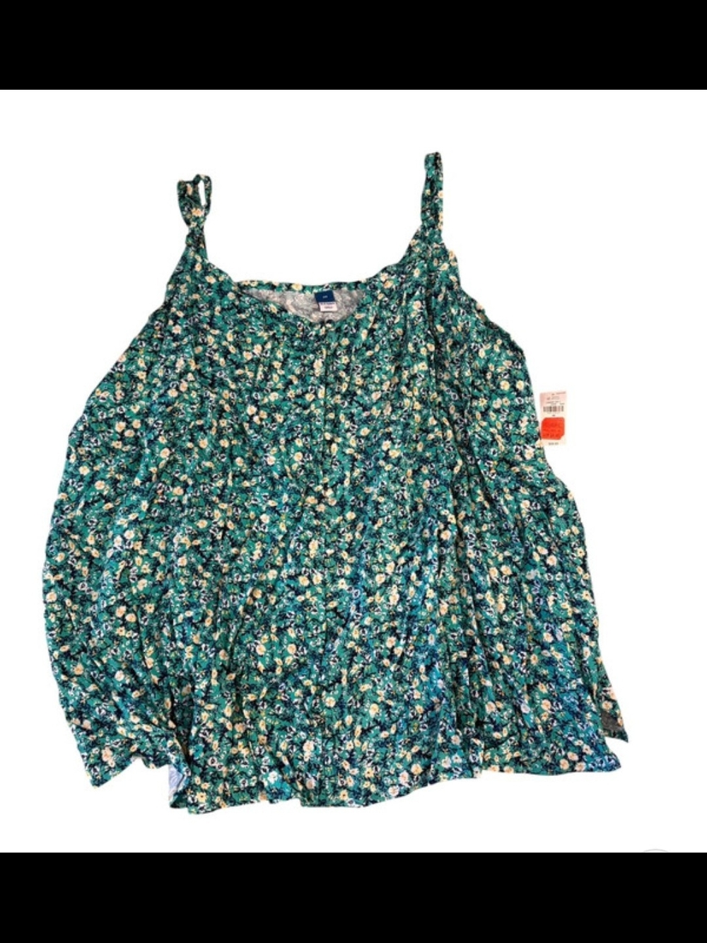Old Navy Teal Floral Spaghetti Strap Tank Top
